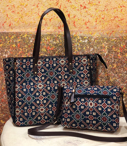 Multi Coloured Exclusive Tote Bag and Sling Bag 2 Pcs Combo( 2 Bags)!!