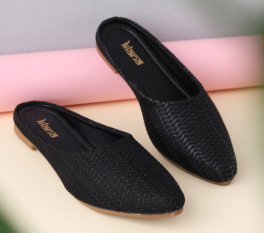 Women s Plain Black Canvas Closed Toe Bellies