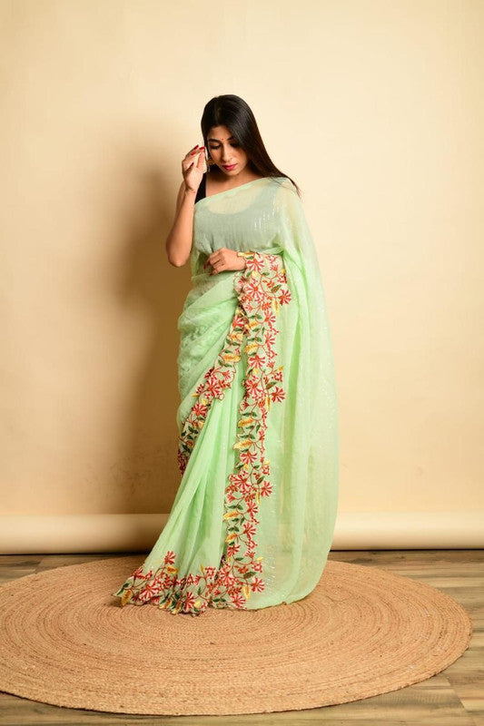 Pure georgette store party wear sarees