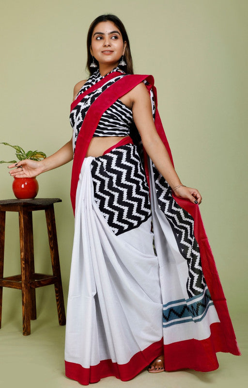 BEAUTIFUL HAND PRINTED MUL COTTON SAREE!! – Royskart