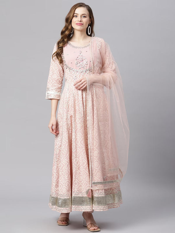 Bandhej Printed Anarkali Kurti in Georgette