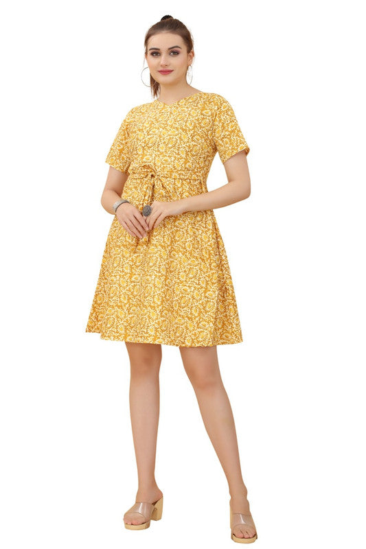 Golden colour one sale piece dress