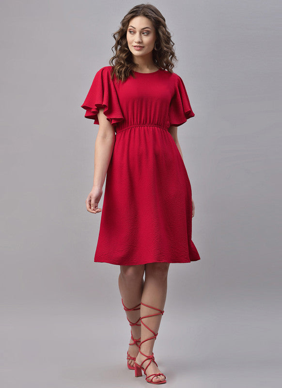 Short frock shop red colour