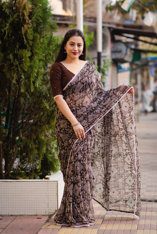 Beautiful Linen Soft Cotton Black Saree!! – Royskart