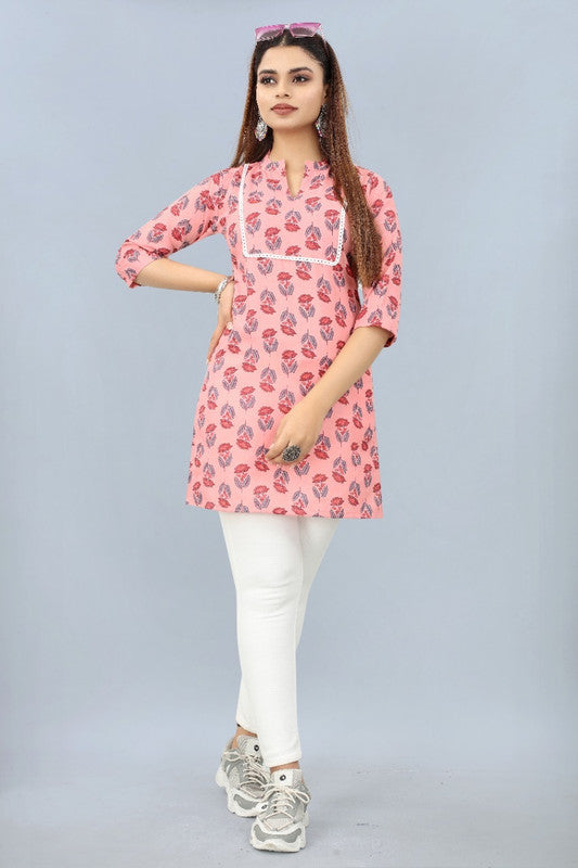 PINK Fancy Designer girl dress kurti cotton soft Fabric latest
