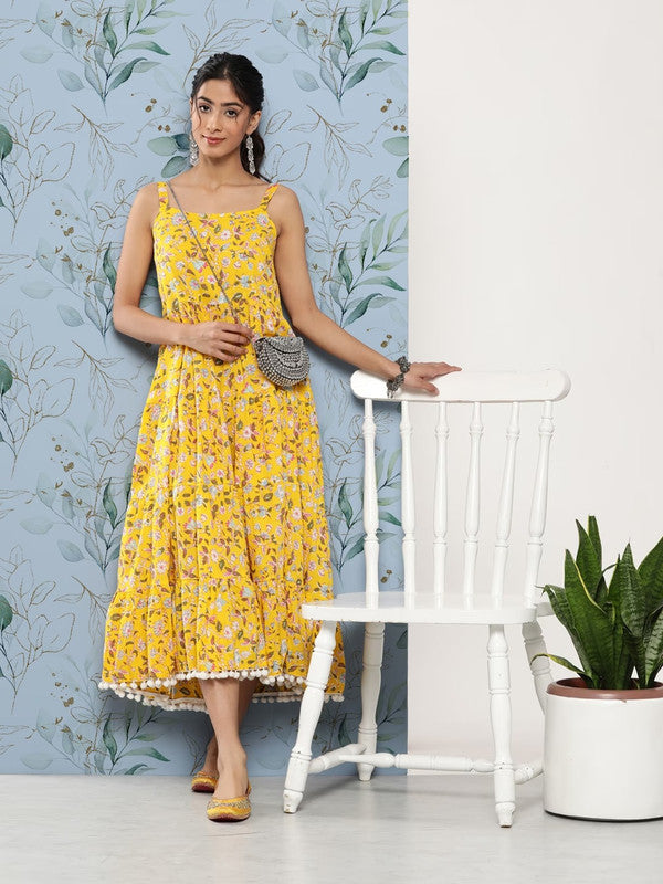 Floral print clearance yellow dress