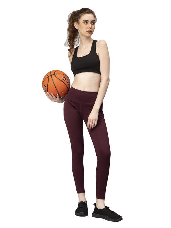 Buy Maroon Knitted Cotton Blend Yoga Pants (Yoga Pants) for INR850
