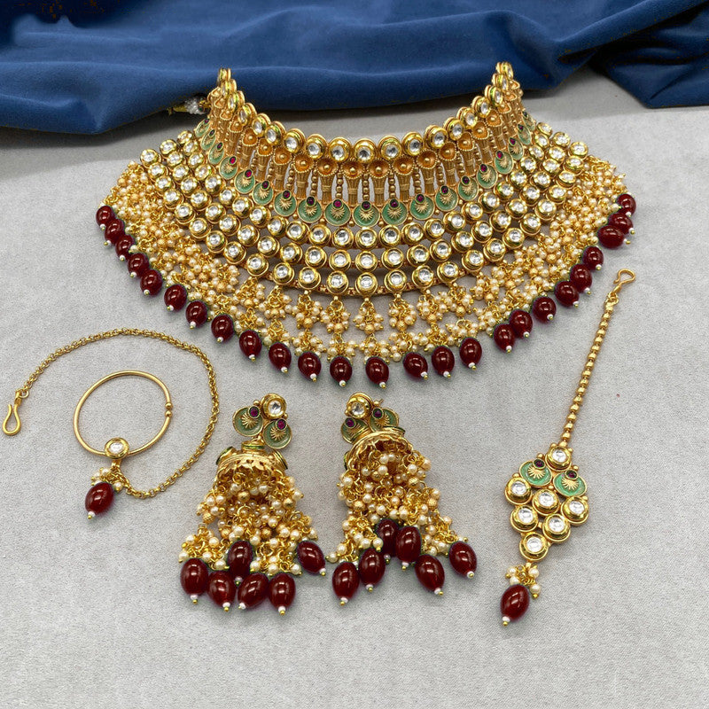 Mohar Choker Set – MultiColour — Kaur Jewelry Choker Set, Tikka Set, Nose  Ring, Earring