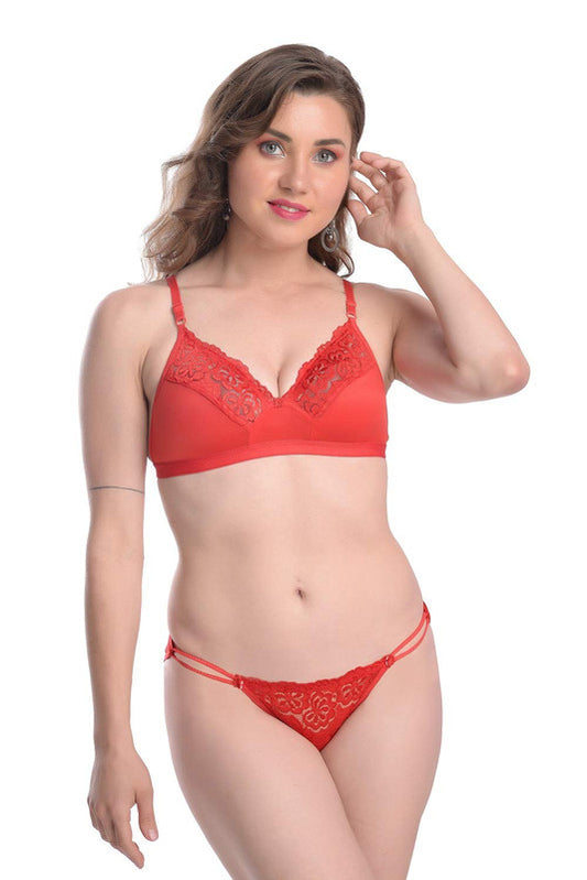 Red Coloured Premium Soft Comfy Net & Silky touch Women Honeymoon or a Night in Luxurious 2 Piece Bikini set!!