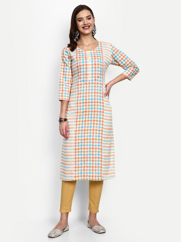 Multi Coloured Pure Cotton with Beautiful Printed solid Women Designer  Party/Daily wear Straight Kurti!!