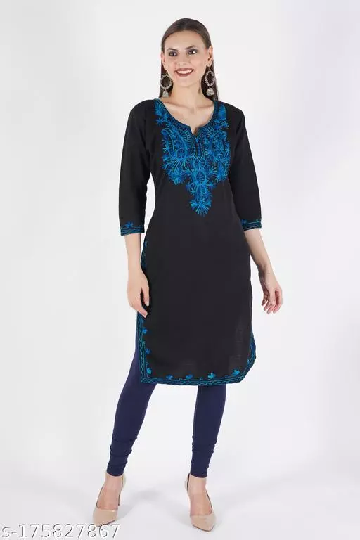 Black Colour Aari Work Embroidered Kurti With New Designer New