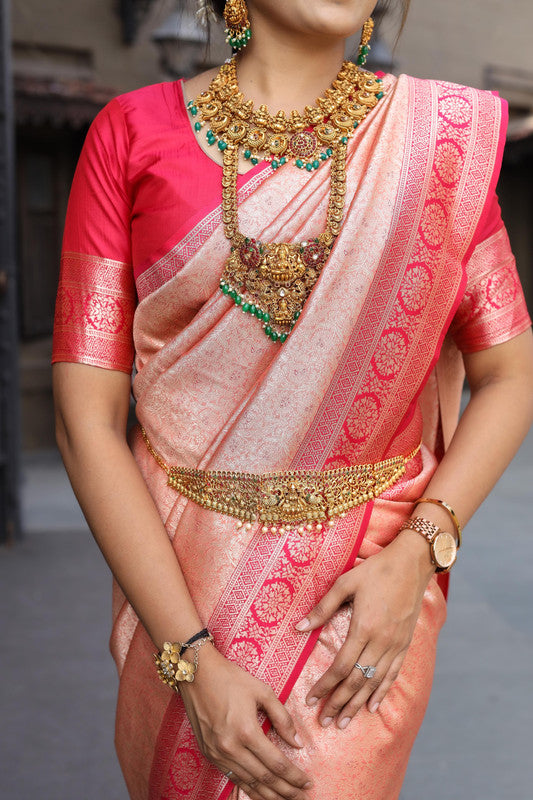 Red Coloured Pure Soft silk with Exclusive Zari border Women Party/Festival Wear Soft silk Saree with Blouse!!