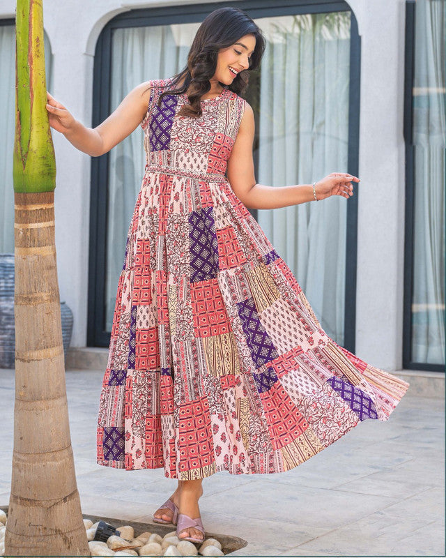 Pink & Multi Coloured Heavy Rayon with Beautiful Solid Print Women Party/Casual wear Stunning Gown Kurti!!