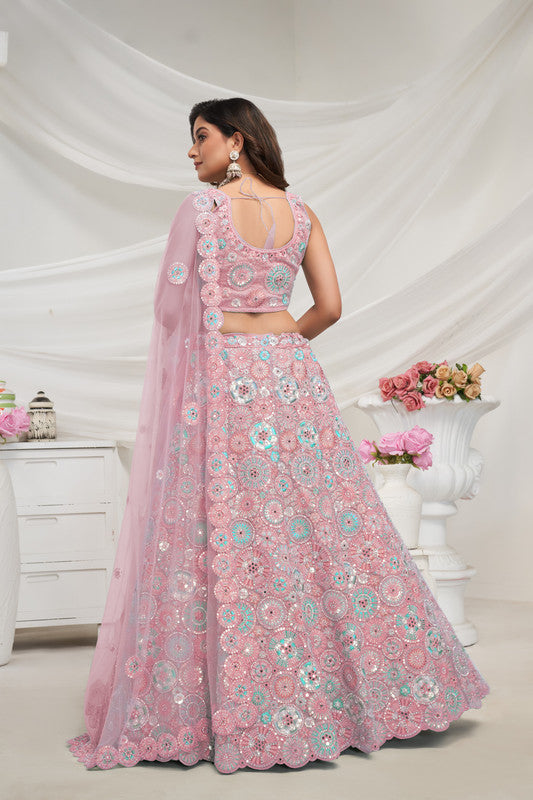 Light Purple Coloured Floral Pattern Intricate Sequins, Thread, and Mirror Work Women Ethnic Party wear Lehenga Choli with Dupatta!!