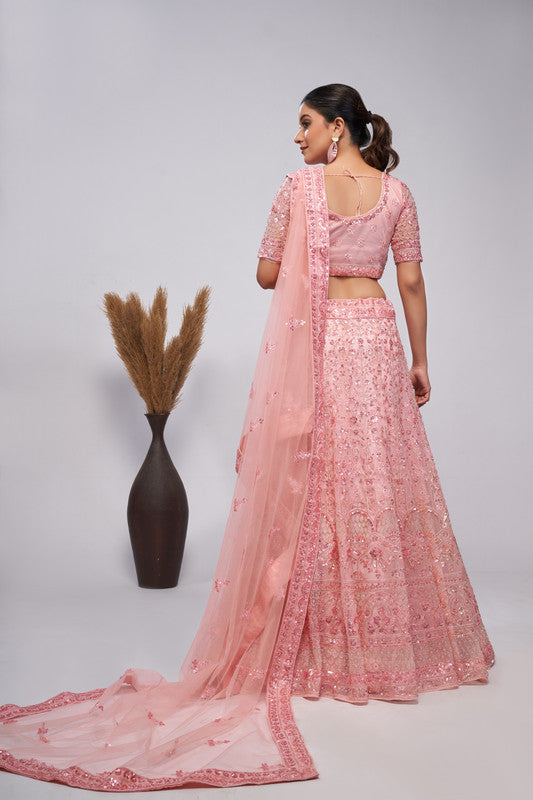 Pink Coloured Enchanted Lilac Lehenga with pearl, sequins and Sparkling Embellishments Women Ethnic Party wear Lehenga Choli with Dupatta!!