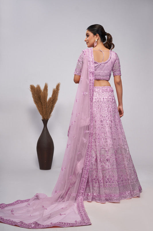 Mauve Coloured Enchanted Lilac Lehenga with pearl, sequins and Sparkling Embellishments Women Ethnic Party wear Lehenga Choli with Dupatta!!