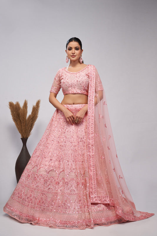 Pink Coloured Enchanted Lilac Lehenga with pearl, sequins and Sparkling Embellishments Women Ethnic Party wear Lehenga Choli with Dupatta!!