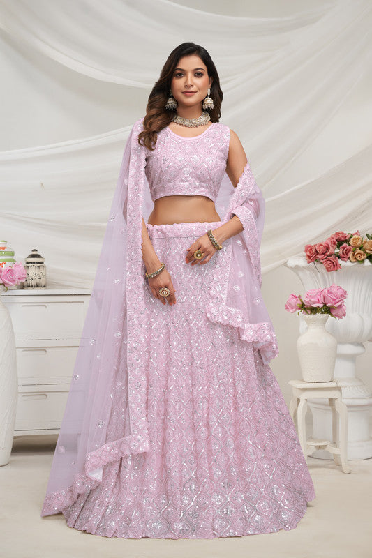 Mauve Coloured with Embroidered with Illuminating Sequin work Threaded into Diamond Patterns Women Ethnic Party wear Lehenga Choli with Dupatta!!