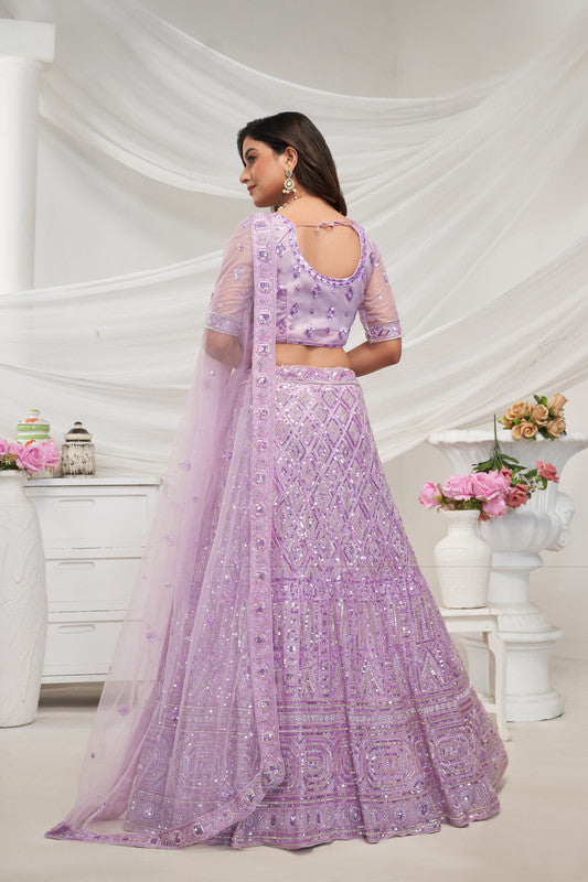 Mauve Coloured with Adorned with Diamond Patterns Embodded with Sequins white pearl work Women Ethnic Party wear Lehenga Choli with Dupatta!!