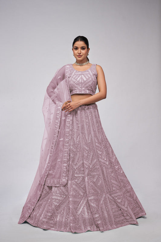 Mauve Coloured with Delicate Sequins work are Adroned Vertically Leaves across the Skirt Women Ethnic Party wear Lehenga Choli with Dupatta!!