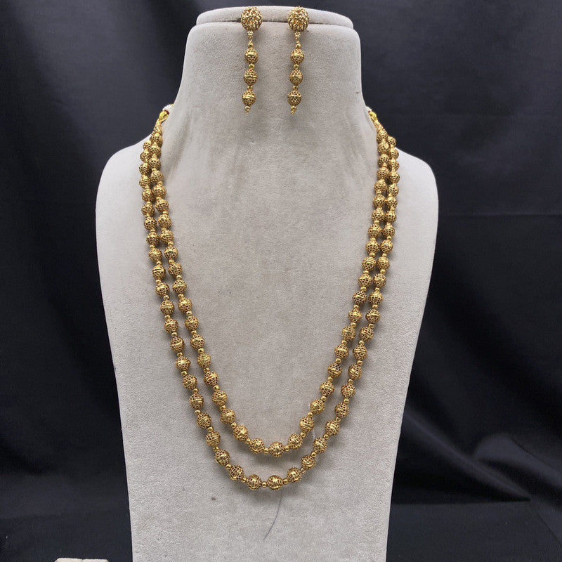 Gold Plated Pure Brass with Pearl Women Designer Beautiful Long Mala with Jhumkas!!