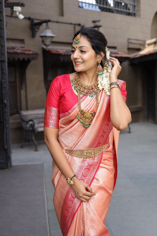 Red Coloured Pure Soft silk with Exclusive Zari border Women Party/Festival Wear Soft silk Saree with Blouse!!