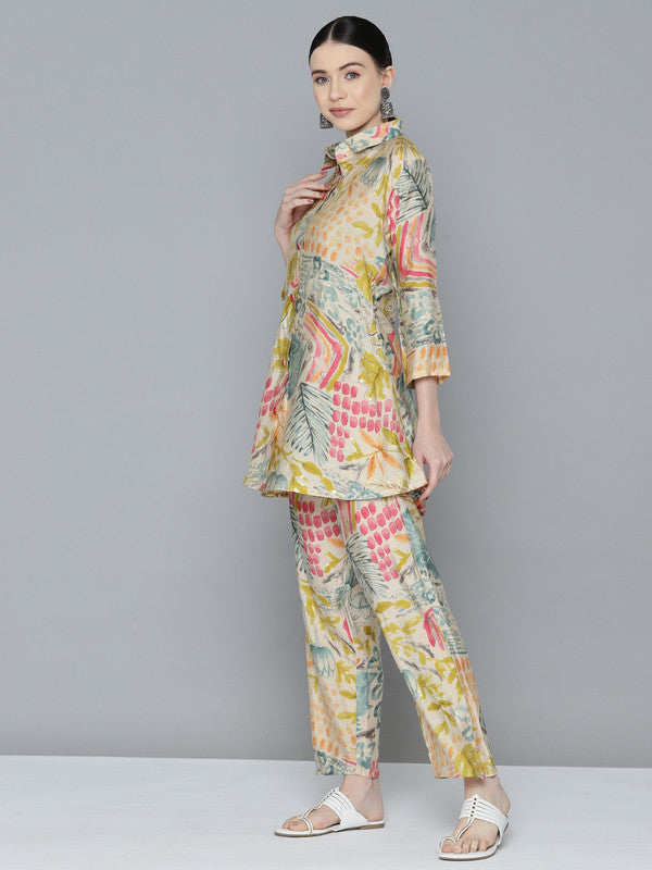 Multi Coloured Premium Muslin Silk with Digital Print Women Designer Party wear Co Ord set!!