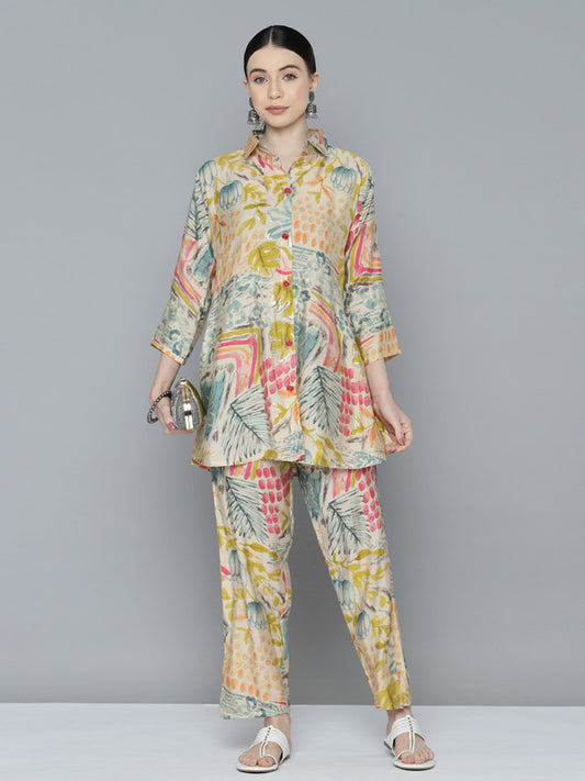 Multi Coloured Premium Muslin Silk with Digital Print Women Designer Party wear Co Ord set!!