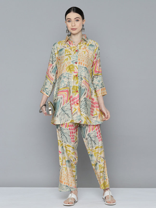 Multi Coloured Premium Muslin Silk with Digital Print Women Designer Party wear Co Ord set!!