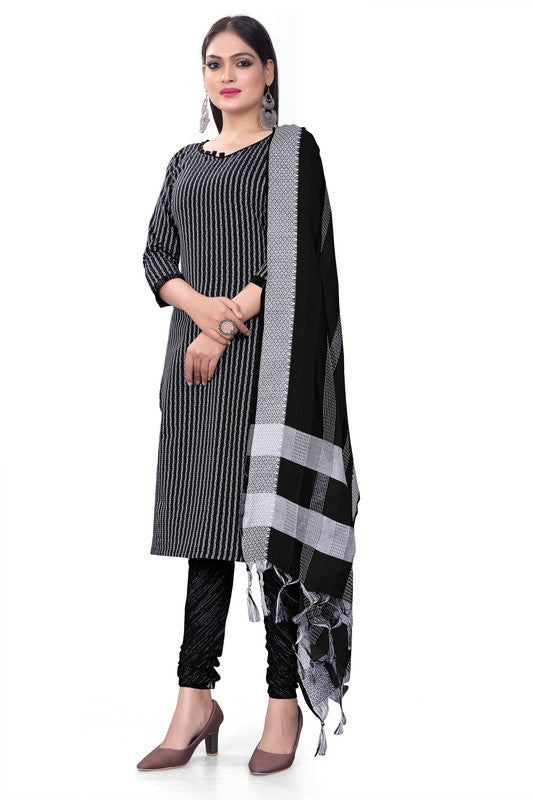 Black Coloured Banarasi Jaquard with Print Women Party/Casual wear Dress Material Suit- Top with Bottom & Dupatta!!