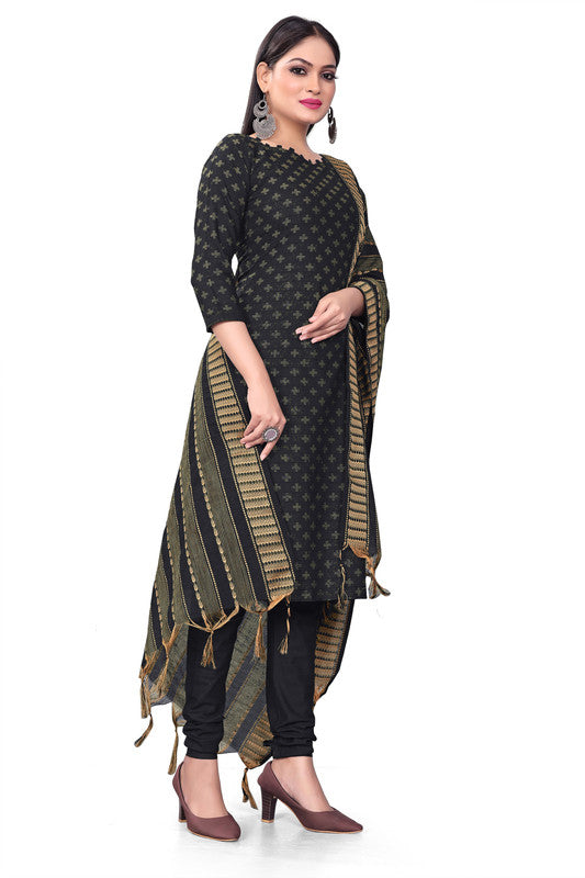 Navy Blue Coloured Banarasi Jaquard with Print Women Party/Casual wear Dress Material Suit- Top with Bottom & Dupatta!!