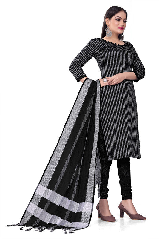 Black Coloured Banarasi Jaquard with Print Women Party/Casual wear Dress Material Suit- Top with Bottom & Dupatta!!