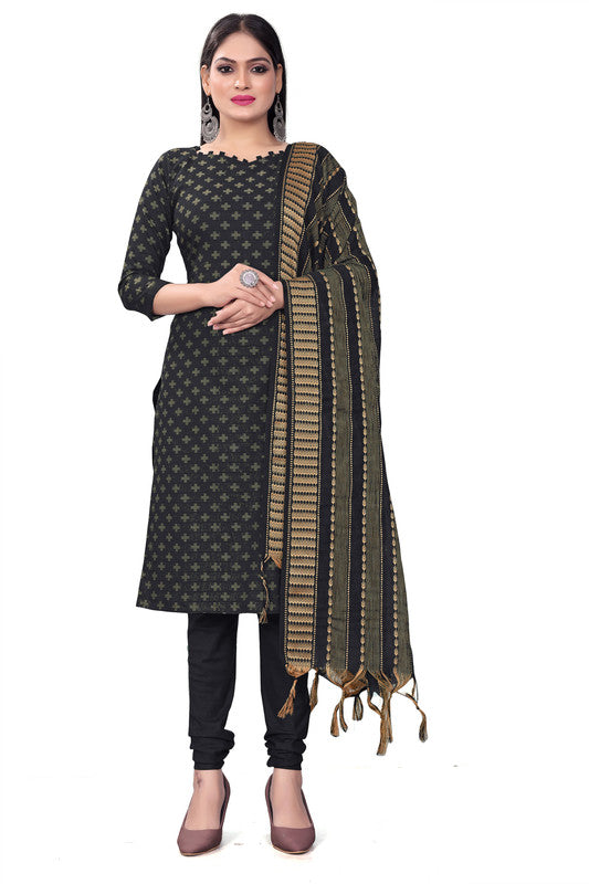 Navy Blue Coloured Banarasi Jaquard with Print Women Party/Casual wear Dress Material Suit- Top with Bottom & Dupatta!!