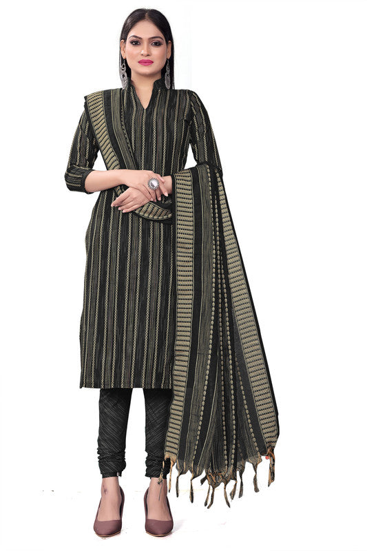 Black Coloured Banarasi Jaquard with Print Women Party/Casual wear Dress Material Suit- Top with Bottom & Dupatta!!