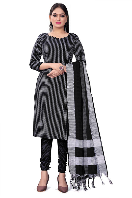 Black Coloured Banarasi Jaquard with Print Women Party/Casual wear Dress Material Suit- Top with Bottom & Dupatta!!