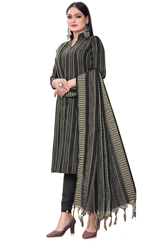 Black Coloured Banarasi Jaquard with Print Women Party/Casual wear Dress Material Suit- Top with Bottom & Dupatta!!