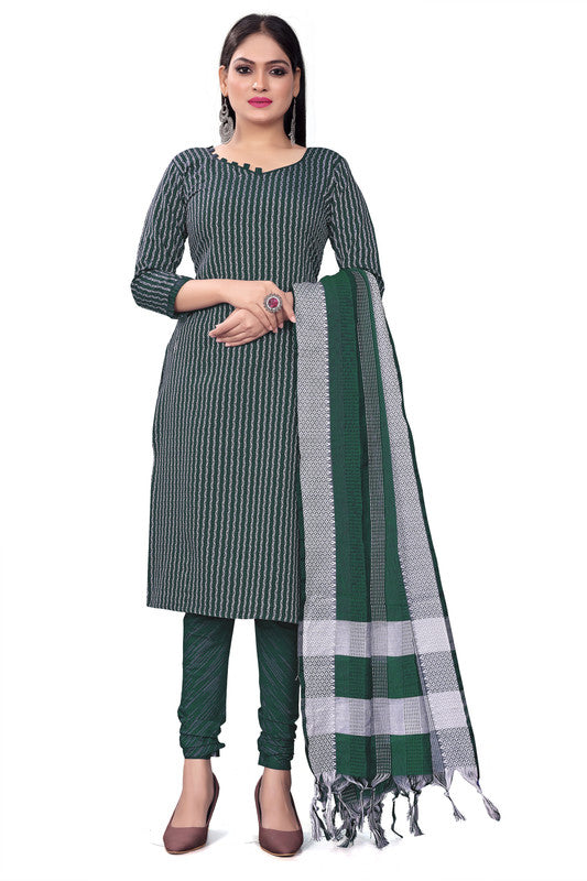 Green Coloured Banarasi Jaquard with Print Women Party/Casual wear Dress Material Suit- Top with Bottom & Dupatta!!