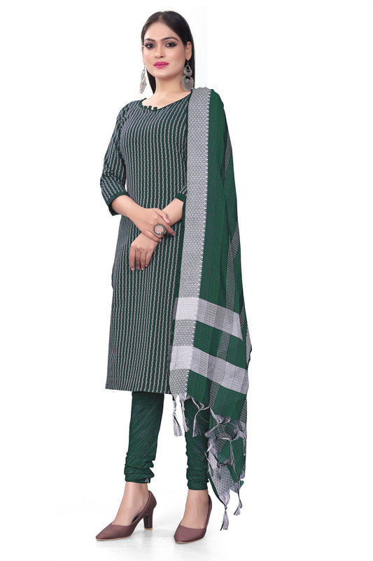 Green Coloured Banarasi Jaquard with Print Women Party/Casual wear Dress Material Suit- Top with Bottom & Dupatta!!