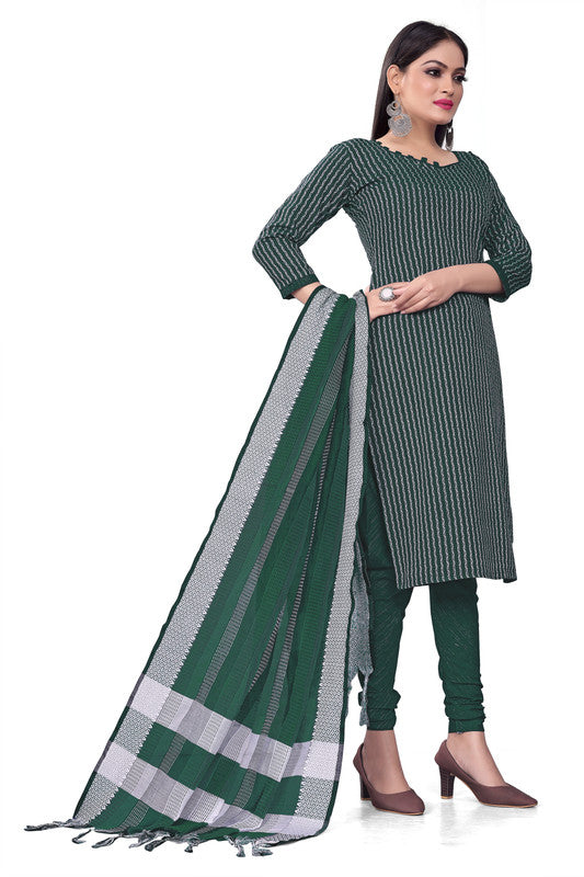 Green Coloured Banarasi Jaquard with Print Women Party/Casual wear Dress Material Suit- Top with Bottom & Dupatta!!