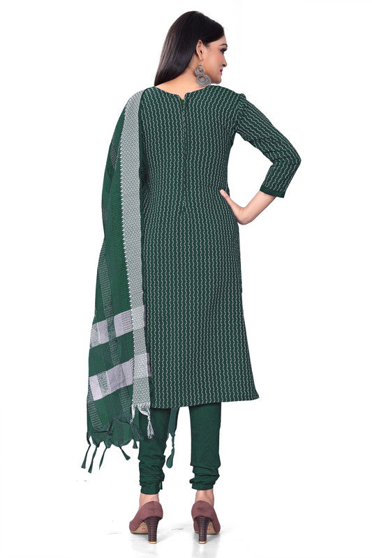 Green Coloured Banarasi Jaquard with Print Women Party/Casual wear Dress Material Suit- Top with Bottom & Dupatta!!