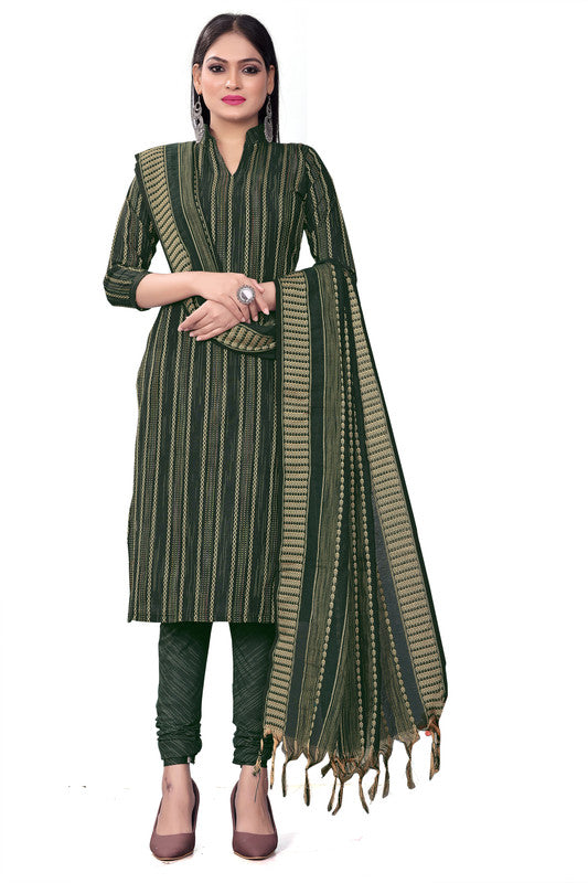 Green Coloured Banarasi Jaquard with Print Women Party/Casual wear Dress Material Suit- Top with Bottom & Dupatta!!