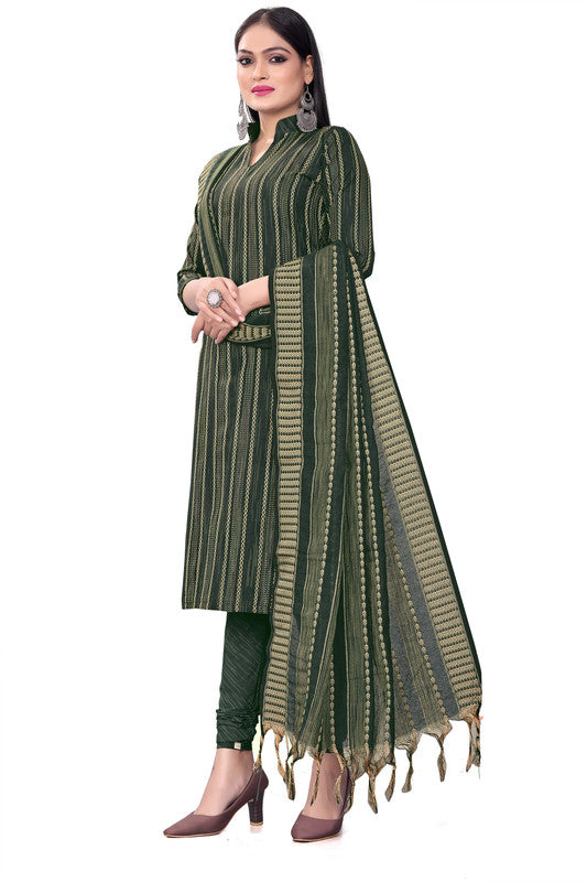 Green Coloured Banarasi Jaquard with Print Women Party/Casual wear Dress Material Suit- Top with Bottom & Dupatta!!