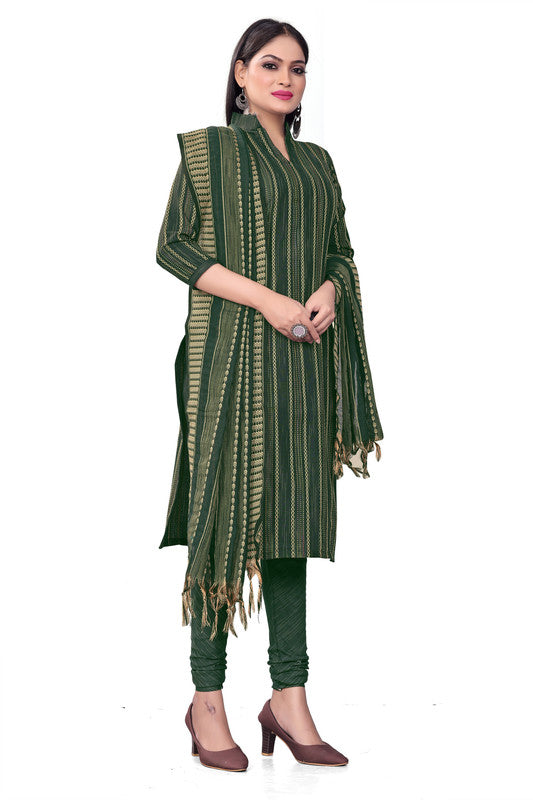 Green Coloured Banarasi Jaquard with Print Women Party/Casual wear Dress Material Suit- Top with Bottom & Dupatta!!