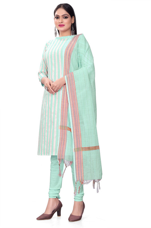 Sea Green Coloured Banarasi Jaquard with Print Women Party/Casual wear Dress Material Suit- Top with Bottom & Dupatta!!