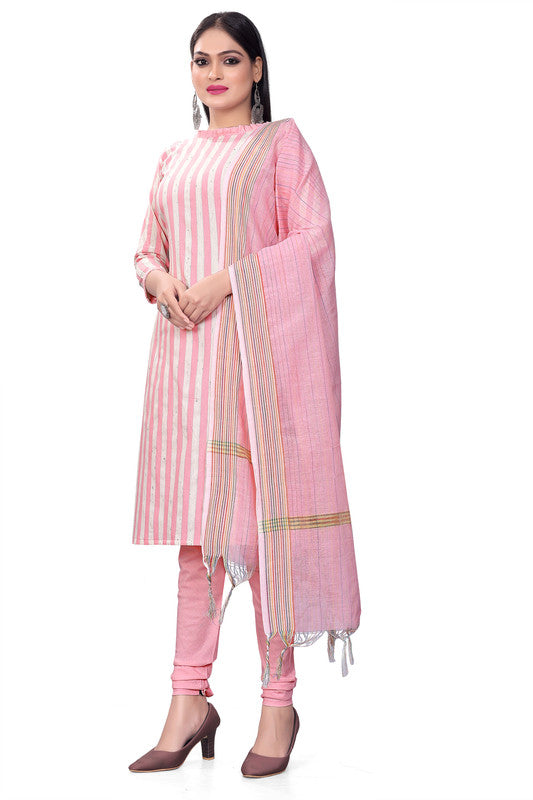 Pink Coloured Banarasi Jaquard with Print Women Party/Casual wear Dress Material Suit- Top with Bottom & Dupatta!!