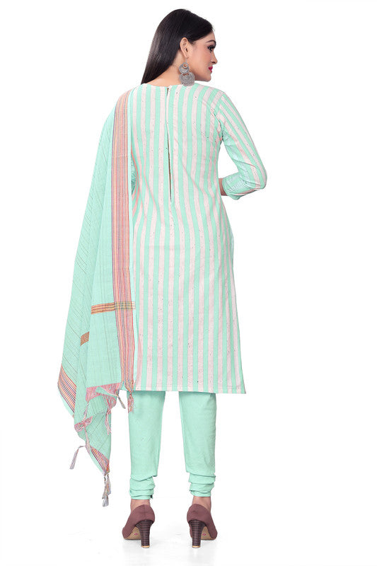 Sea Green Coloured Banarasi Jaquard with Print Women Party/Casual wear Dress Material Suit- Top with Bottom & Dupatta!!