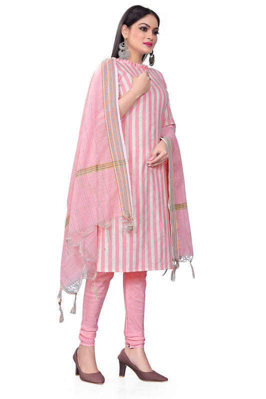 Pink Coloured Banarasi Jaquard with Print Women Party/Casual wear Dress Material Suit- Top with Bottom & Dupatta!!