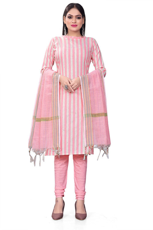 Pink Coloured Banarasi Jaquard with Print Women Party/Casual wear Dress Material Suit- Top with Bottom & Dupatta!!