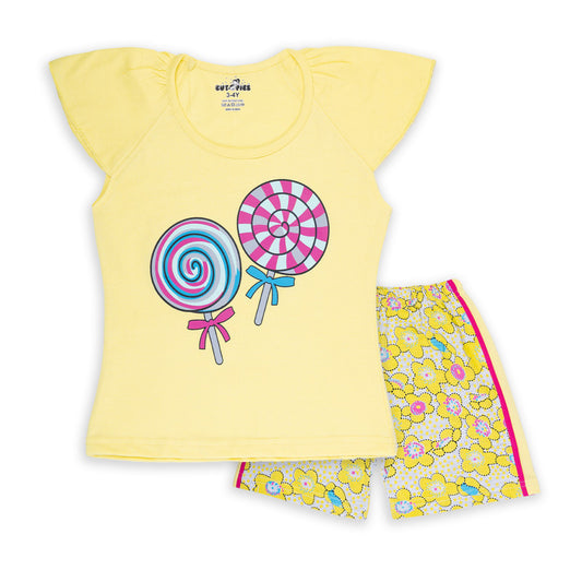 Yellow Coloured Baby Girl Top & Bottom Set!!