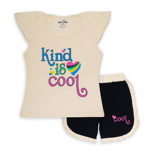 Off Whitw Coloured Baby Girl Top & Bottom Set!!